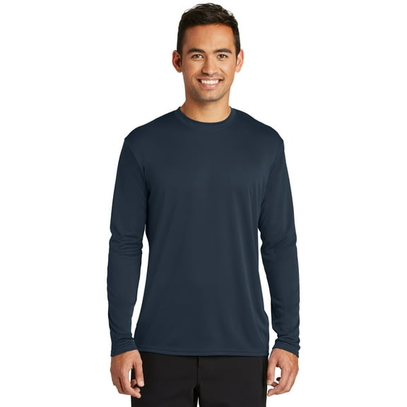 Port Co Adult Male Men Plain Long Sleeves T-Shirt Deep Navy 3X-Large