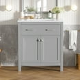 thumbnail image 3 of Vanity With Sink, 30" Bathroom Vanity with Ceramic Sink, Modern Gray Single Bathroom Cabinet with 2 Doors and a Shelf, Soft Close Doors, Gray Bathroom Vanity,Solid Wood+Mdf Single Sink Vanity, 3 of 25
