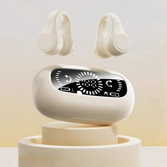 Wireless Bluetooth Earbuds, Bones Conduction Bluetooth Earphones With Non In Ear Clip Style Sports Digital Display And Long Battery Wireless Earphones Earbuds Noise Cancelling