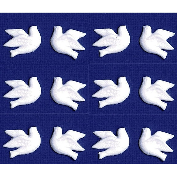 White Dove Edible Sugar Cupcake & Cake Decoration Topper - Pack of 12