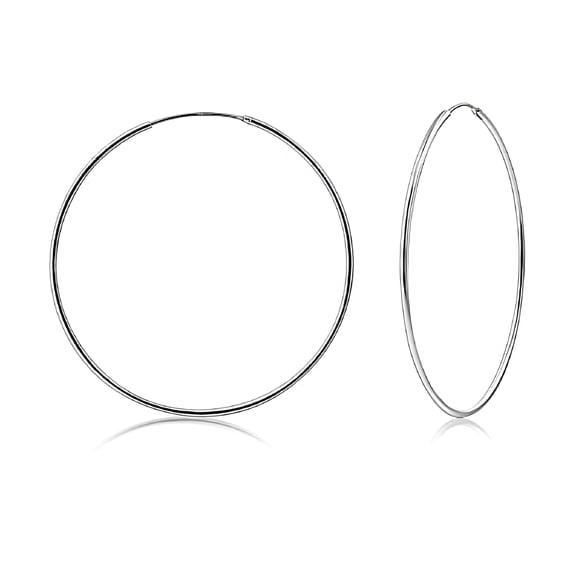 DESIGNICE 925 Sterling Silver Hoop Earrings for Women Lightweight Endless Silver Thin Hoops 50Mm 2" Inch (Silver)