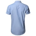 thumbnail image 3 of FashionOutfit Men's Casual Basic Button Collar Chambray Short Sleeve Shirt, 3 of 4