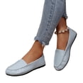 thumbnail image 2 of Dweltoz Women's Leather Loafers Business Casual Comfortable Boat Shoes Lightweight Slip on Retro Dressy Shoes,Blue 36, 2 of 9