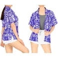 thumbnail image 2 of HAPPY BAY Women's Button Down Blouses Floral Beach Party Short Sleeve Vacation Casual Tops Blouse Shirt Summer Hawaiian Shirts for Women S Basket Weave, Royal Blue, 2 of 5
