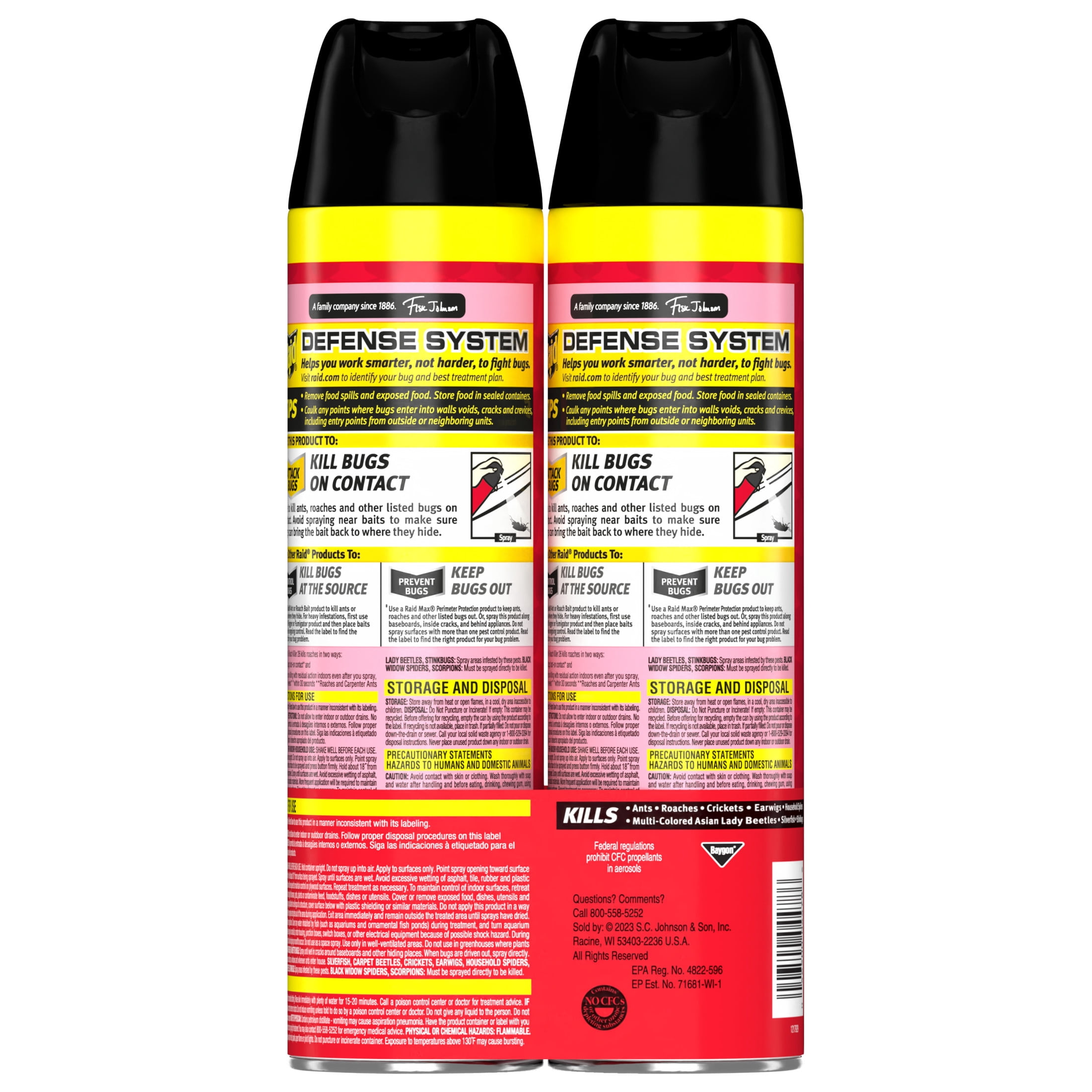 Raid Defend Ant & Roach Killer, Indoor Insecticide, Residual Killing Power, Fragrance Free, 20 oz, 2 Count