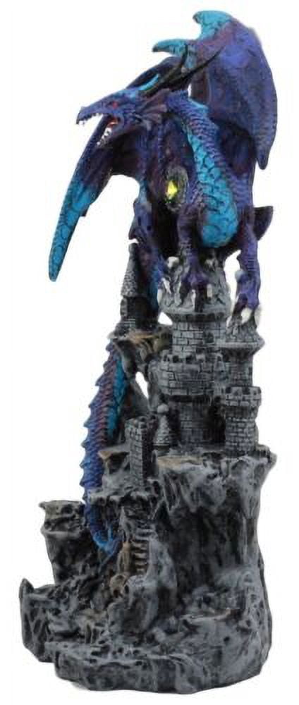 Ebros Hyperion Gemstone Midnight Dragon Protecting Stone Castle Figurine 11.75"H