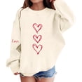 thumbnail image 3 of AUDeals Girls Heart Print Sweatshirt - Round Neck Long Sleeve Loose Fit Pullover Top for Kids Spring Fall Casual Everyday Wear, 3 of 6