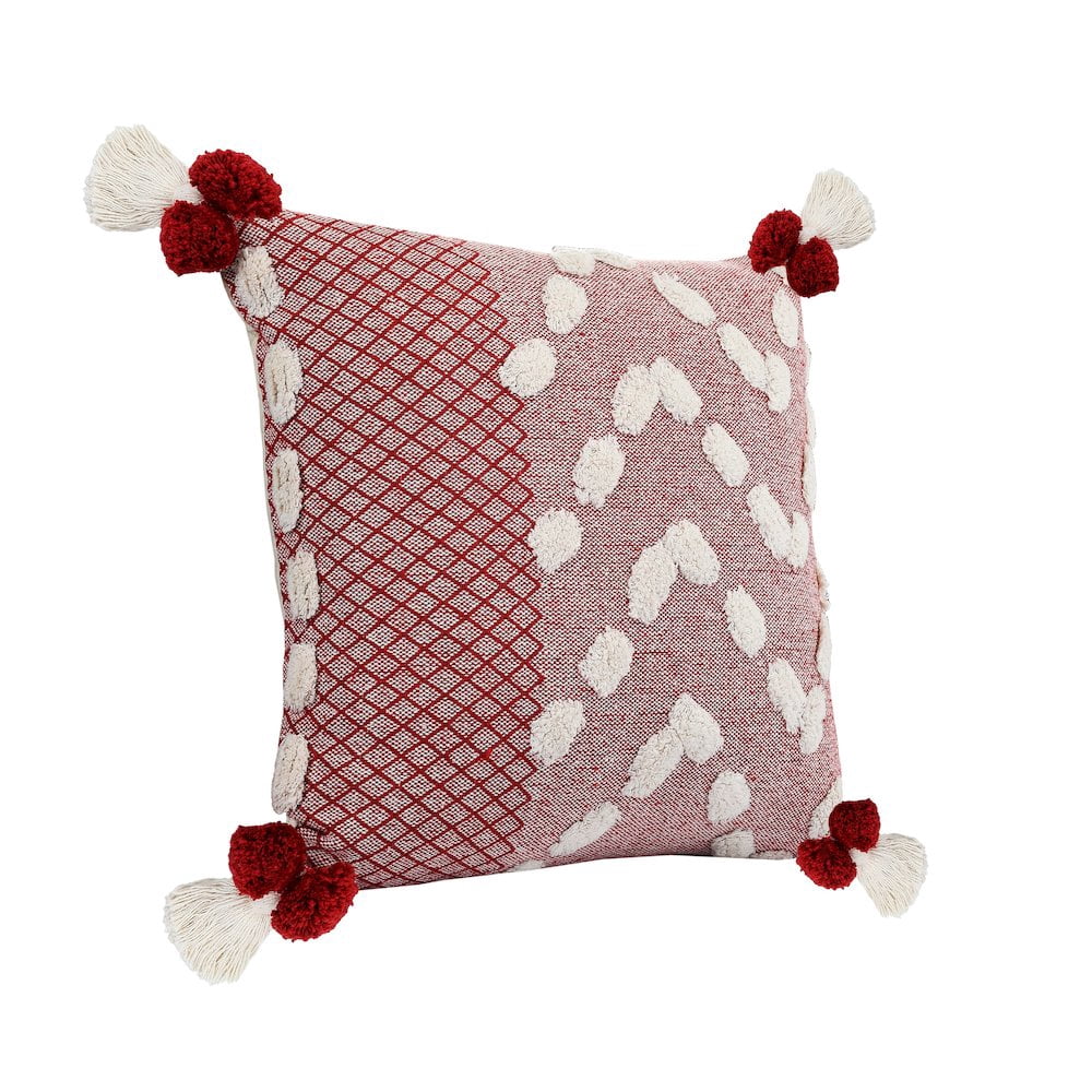 Harlow Hill Heute Red/Cream Geometric Kids/Tween Cotton Throw Pillow Cover, 20" x 20"