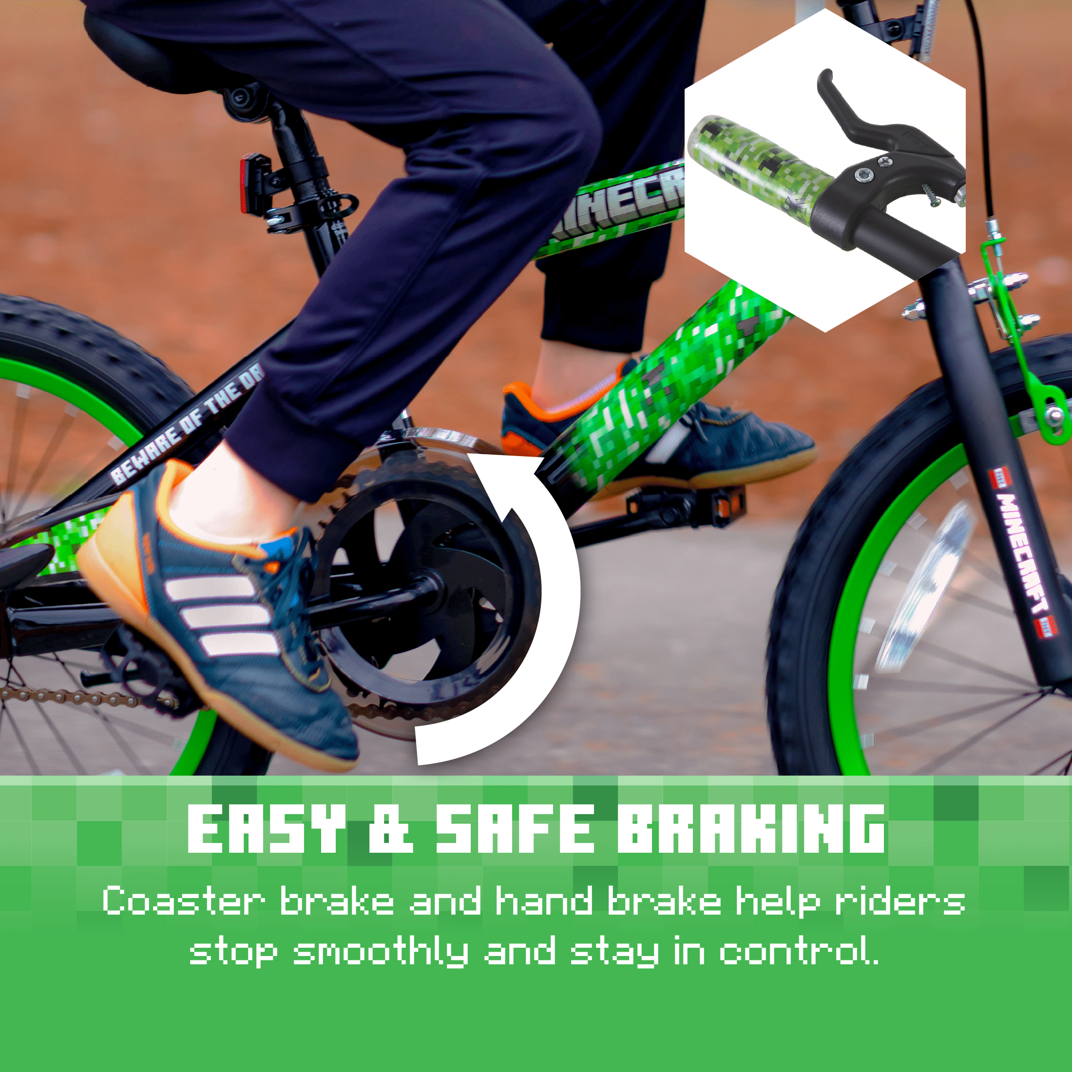 Dynacraft Minecraft Unisex 18-Inch BMX Bike for Kids Aged 6-9