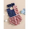 thumbnail image 3 of Bagilaanoe 0-18M Infant Baby Girl 4th of July Clothes Independence Day Outfits Star Print Romper Sleeveless Playsuit with Headband Summer Clothing, 3 of 9