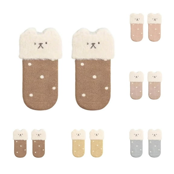 THDHVS Toddler Socks,Girls Socks,Toddler Thermal Socks with Warm Soft Lining for Newborns and Infant Winter Wear Thickened Socks Provide Maximum Warmth Cold Weather for Daily Use Coffee L