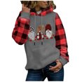 thumbnail image 2 of Pntutb Sudaderas con capucha de Navidad para mujer Otoño Invierno Estampado de Navidad Costura a cuadros Sudadera con capucha con bolsillos Pntutb Pntutb-7111, 2 of 6