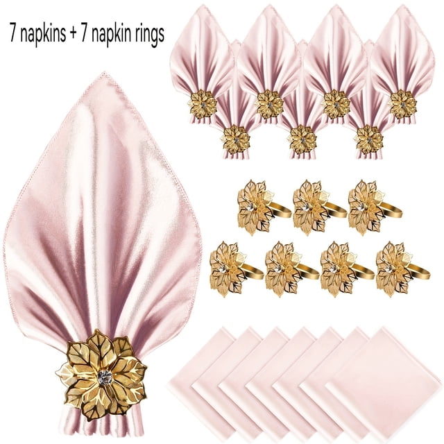 1 elegante juego de servilletas de raso con exquisitos servilleteros | Imprescindible for bodas y vacaciones.