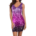 thumbnail image 1 of PrettyGuide Sleeveless Women's Vintage Sequin Dress V Neck Bodycon Mini Fit and Pencil Glitter Party Clubwear Periwinkle & Fuchsia & Dark Purple, Medium, 1 of 6