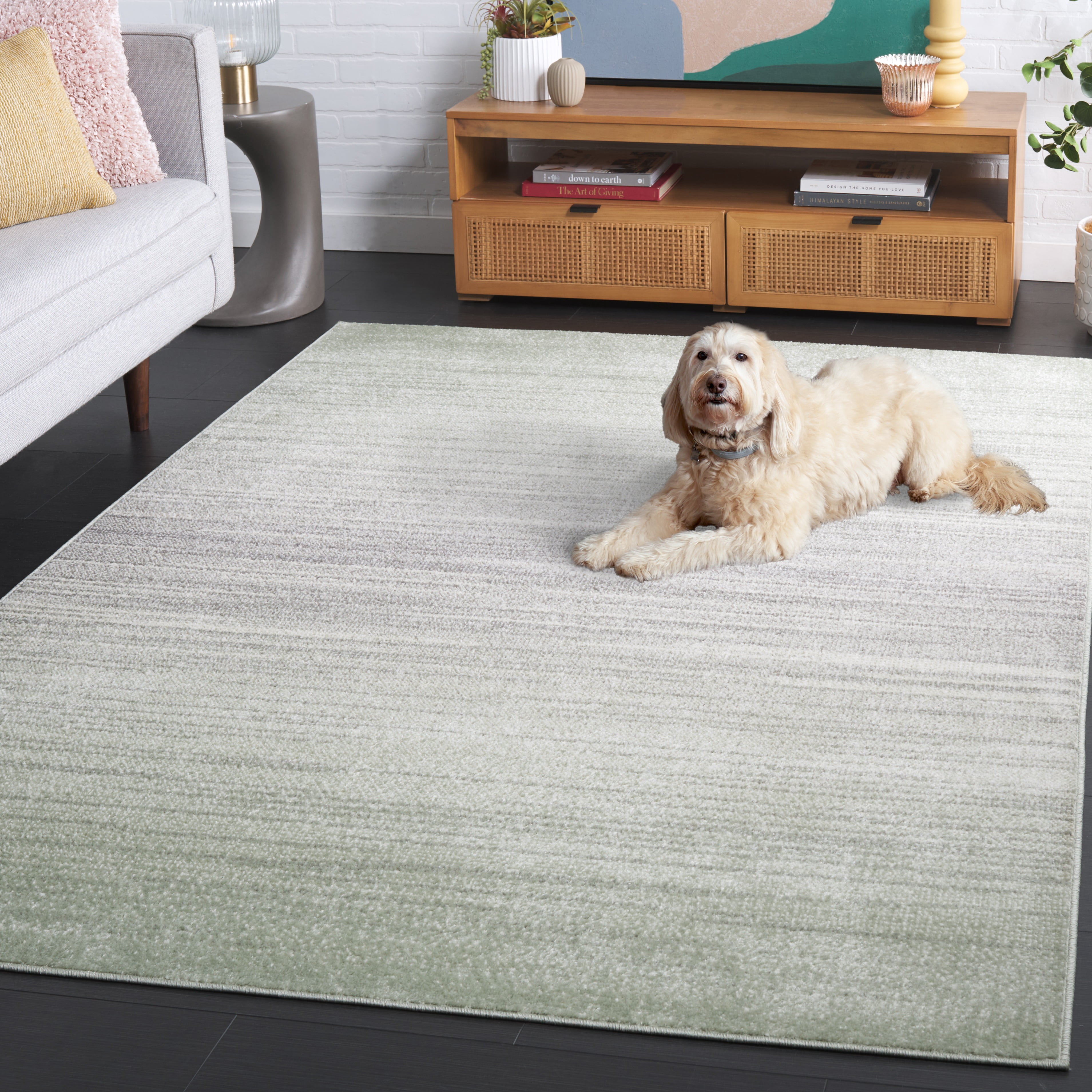 SAFAVIEH Adirondack Cleves Abstract Area Rug, Sage/Grey, 5'1" x 7'6"