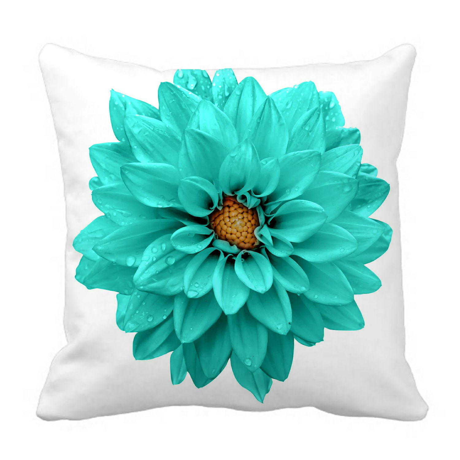 ABPHQTO Turquoise Flower Dahlia Macro White Pillow Case Pillow Cover