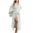 thumbnail image 2 of Hvyesh Velvet Robe for Women Long Soft Lace Bathrobe Casual Nightgown V Neck with Belt Sleepwear, 2 of 5