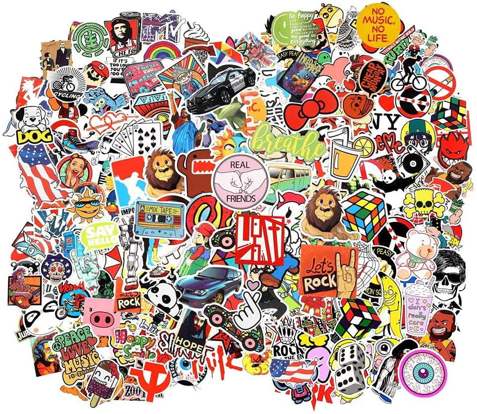 Notebook,Car,Bicycle Decal Graffiti Patches Motorcycle Cool Stickers Pack 100 Pcs,Trendy Sticker Unique Stickers for Teens Vinyl Waterproof Tide Brand Stickers for Skateboard 