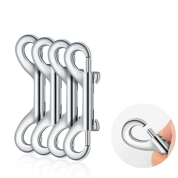 4 Pcs Double Ended Bolt Snaps Hooks Zinc Alloy Trigger Chain Metal Clips Key Holder for Linking Key Chain Dog Leash Collar Pet Sling Feed Buckets