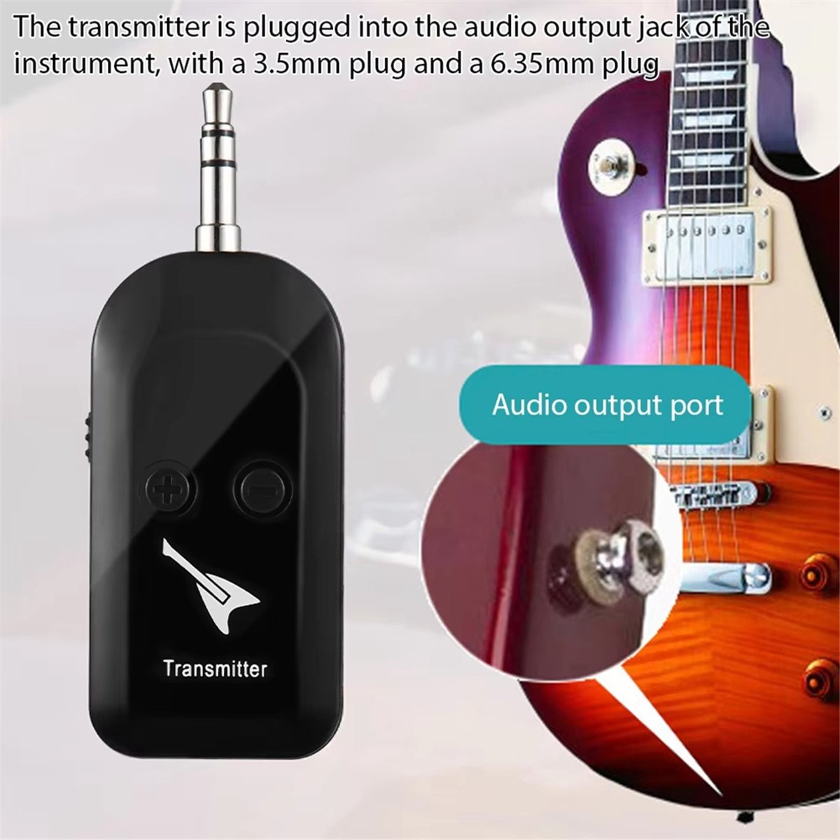 Wireless Guitar System Rechargeable 2.4G Guitar Transmitter Receiver Set Realtime with 6.35mm Adapter MusicAccessories B