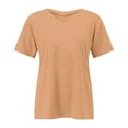 thumbnail image 5 of Bovemsi Plus Size V Neck T Shirts Women Short Sleeve Tops Casual Summer Tshirts Loose Fit Tee, Gold Women's Summer Short Sleeve T-Shirts, 4XL, 5 of 5