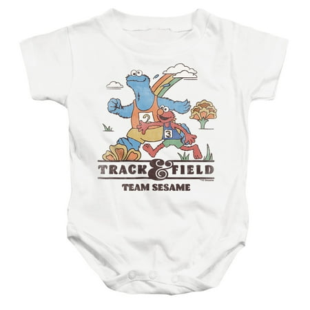 Sesame Street Track & Field Unisex Infant Snap Suit for Baby, White, Medium