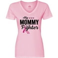 thumbnail image 3 of Inktastic Breast Cancer Awareness My Mommy is a Fighter Women's V-Neck T-Shirt, 3 of 5