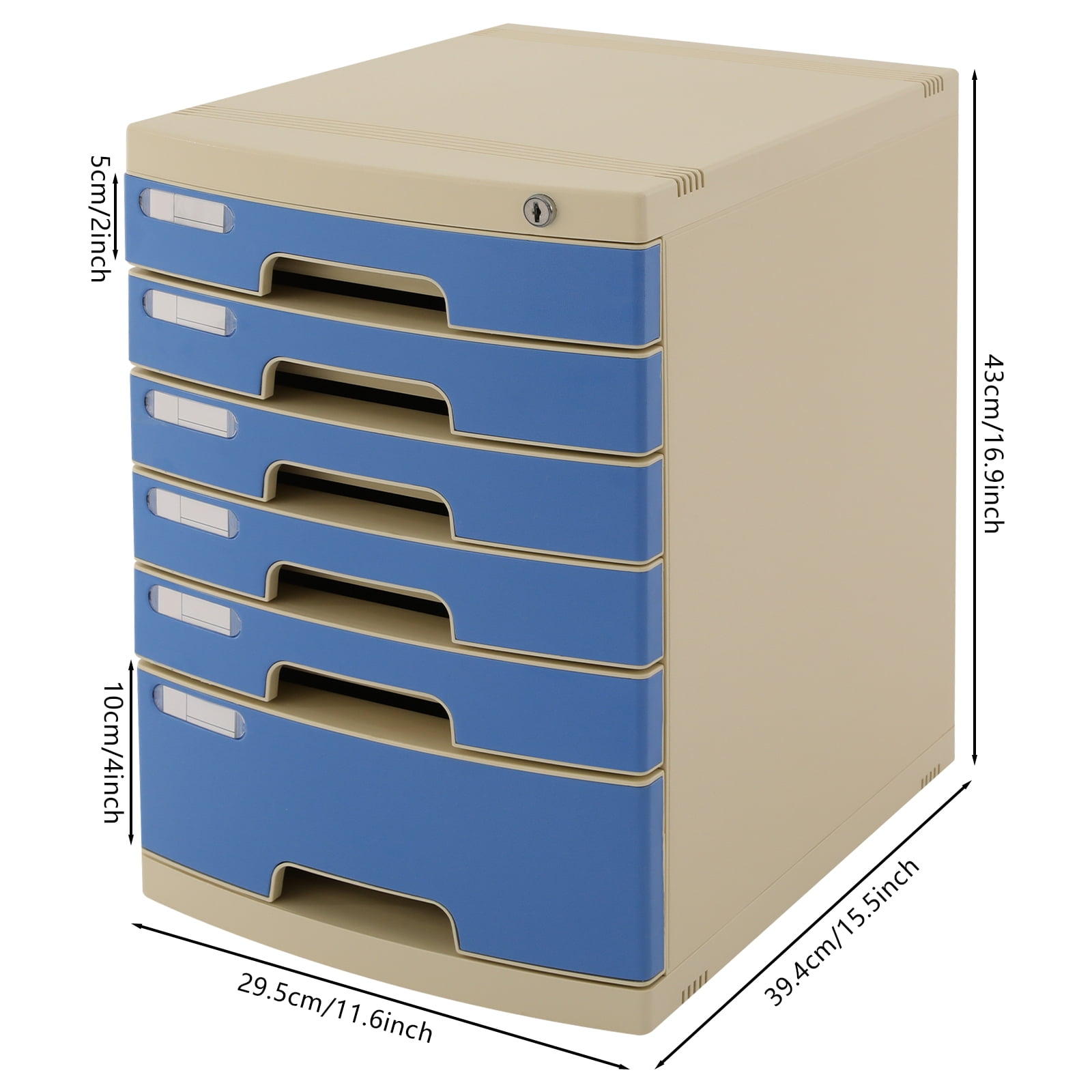 6-Tier Office Document Organizer Plastic Desktop Organizer with Lockable Drawers Office Supplies Filing Tidy Storage Shelf Flat File Cabinet Jewelry Organizer Storage Cabinet