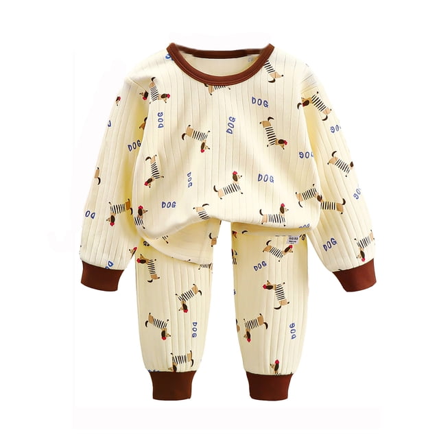 Hiiyo Pyjama d'Intérieur pour Petits Garçons, Imprimé de Dessins Animés, Hauts à Manches Longues, Pantalons, Tenue de Nuit, Pyjamas