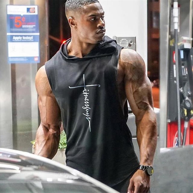 Muscle Fitness Guys Gym Ropa Hombre Culturismo Con capucha Tank Top Hombres Algodón Sin mangas Camiseta Running Chaleco Entrenamiento Sp ZefeiWu 8390612590658