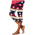 thumbnail image 1 of Pantalones de Pijama Capri para las Mujeres Día de la Independencia Impreso Leggings, 3/4 Longitud Pantalones Capris Cintura Elástica Alta, Poliéster Desgaste Casual, 1 of 8