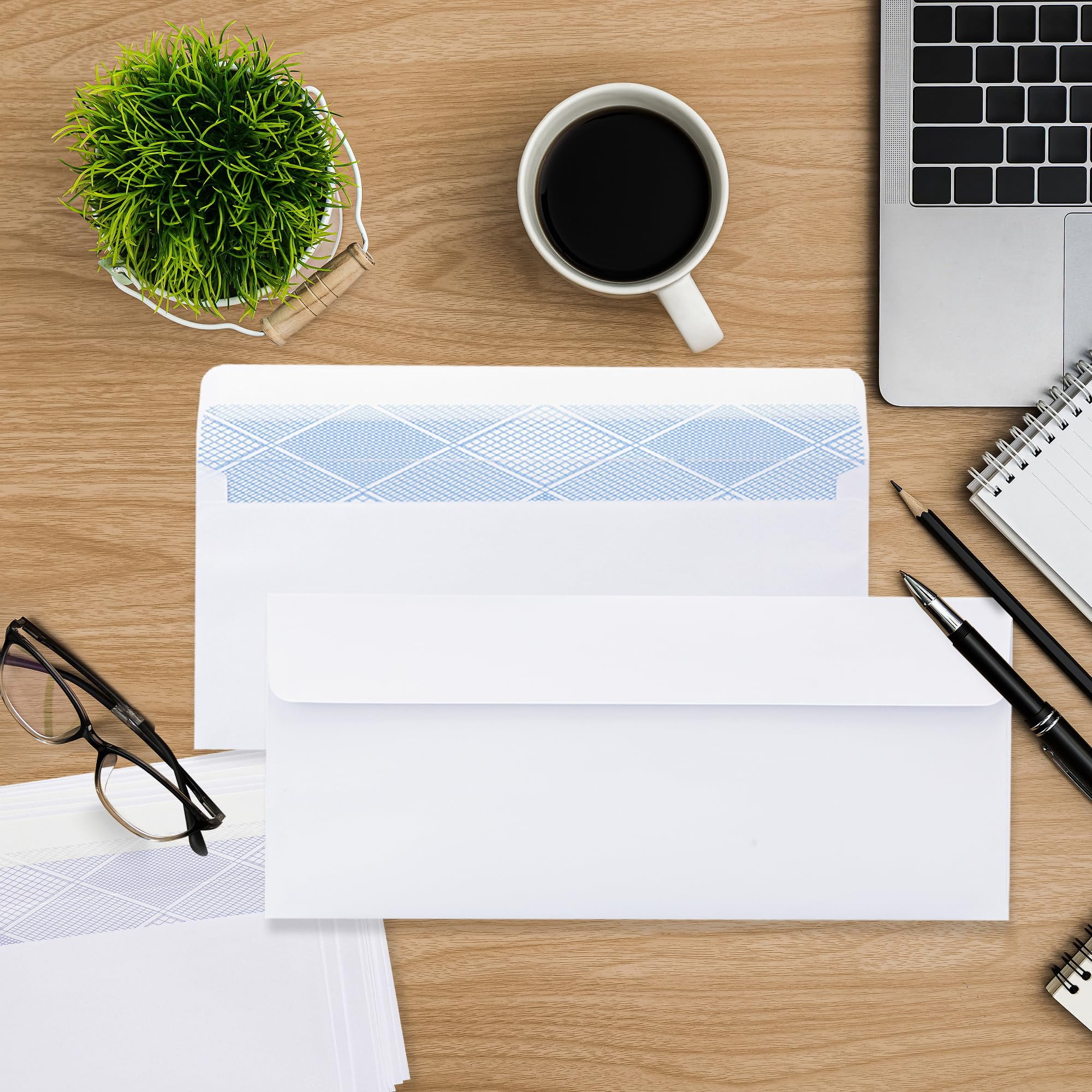 100PCS #10 Envelopes Letter Size Self-Seal Business Envelopes, No Window, Security Mailing Envelopes 4-1/8 x 9-1/2 Inch, White 24LB Paper