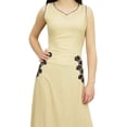 thumbnail image 5 of Bimba Women's Floral Embroidered Maxi Dress Sleeveless Beige Summer Dresses-6, 5 of 7