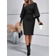 thumbnail image 5 of Suéter de Larga con Cuello Alto y Farol para Mujer, Estilo Formal, Ajustado, Ajustado, Estilo Lápiz, Midi, para Vestir Negro XL, 5 of 7