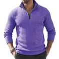 thumbnail image 1 of Ceisia Men's Textured Solid Color Stand Collar Half Zip Long Sleeve Pullover Breathable Casual Athletic Top Purple M Gifts, 1 of 6