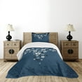 thumbnail image 4 of Ambesonne Floral Quilted Bedspread Set 2 Pcs, Spring Blooms Flourish, Twin Size, Night Blue Dust, 4 of 5