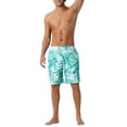 thumbnail image 2 of INSPIRE CHIC Men's Tropical Floral Print Elastic Waist Drawstring Hawaiian Summer Beach Swim Shorts 36 Green White, 2 of 5