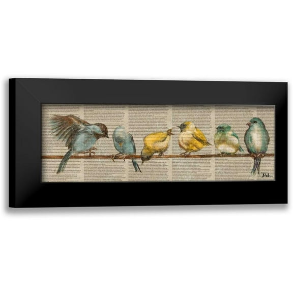 Pinto, Patricia 14x7 Black Modern Framed Museum Art Print Titled - Gleeful Newsprint II