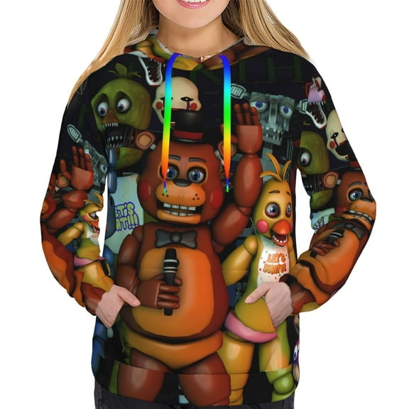Saiise Five Nights At Freddy'S Women's Hoodies Long Sleeve Sweatshirts Drawstring Pullover Tops with Pocket Casual Loose-Small