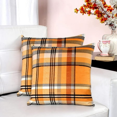 

ACCENTHOME Velvet Throw Pillow Cover 16x16 inch (2 Pc) Decorative Buffalo Check Plaid Design Cushion Case for Farmhouse Couch Sofa Bedroom | Mustard Pillow Covers | Home Decor Gingham Pillowcases