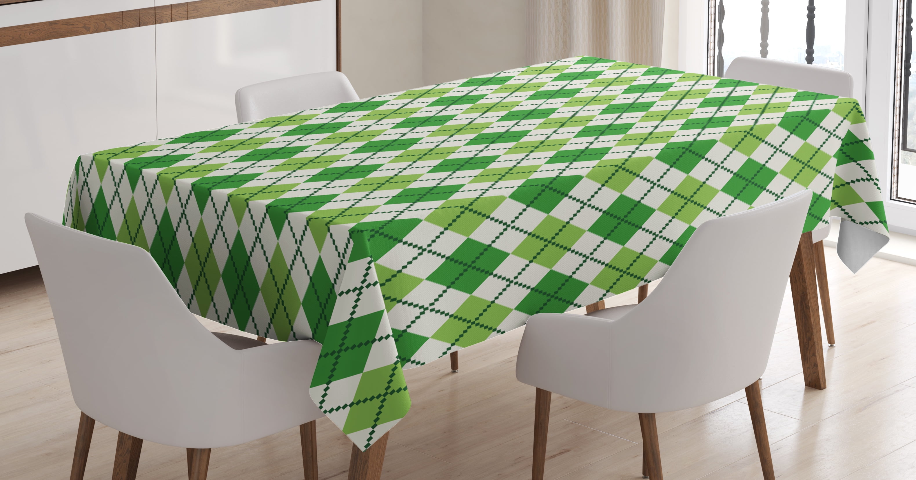 Irish Tablecloth, Classical Argyle Diamond Line Pattern with Crosswise ...