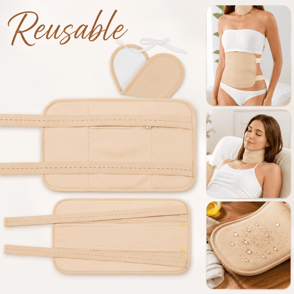Organic Castor Oil Pack Wrap - Reusable Castor Oil Compress Wrap Kit with Adjustable Elastic Shoulder Straps - Organic Flannel Castor Oil Packs - Waterproof & Oil-Proof - Machine Washable