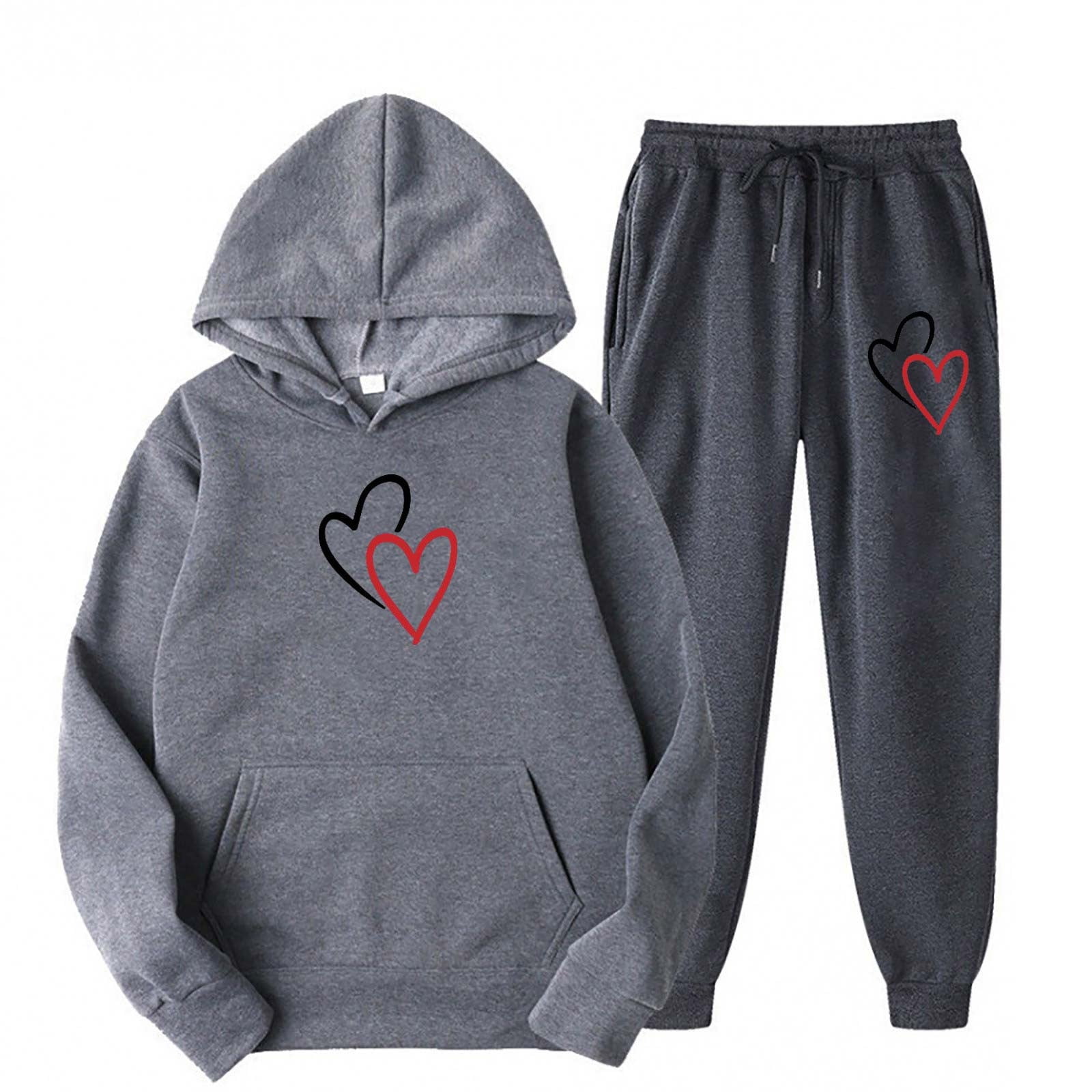 Besolor Womens Sweatsuits Piece Outfits Casual Heart Print