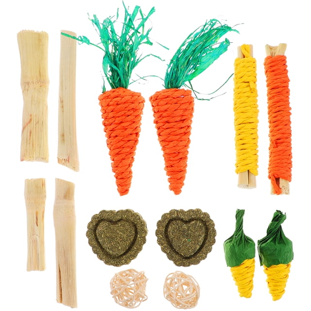 Shisuyan 12 Pcs de Jouets à Mâcher pour Hamster avec Design en Bois de Style Mixte