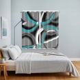 thumbnail image 4 of Turquoise Geometric Kitchen Curtains 63 Inch Length, Grey Classic Abstract Lines Striped Grommet Top Bedroom Living Room Curtains, Light Filtering Cafe Curtain Drapes 2 Panels Set 84''x63'', 4 of 9