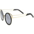 thumbnail image 3 of sunglassLA Unisex Womens Two-Toned Metal Cutout Round Cat Eye Sunglasses (Matte Black-Gold / Smoke) - 50mm, 3 of 4