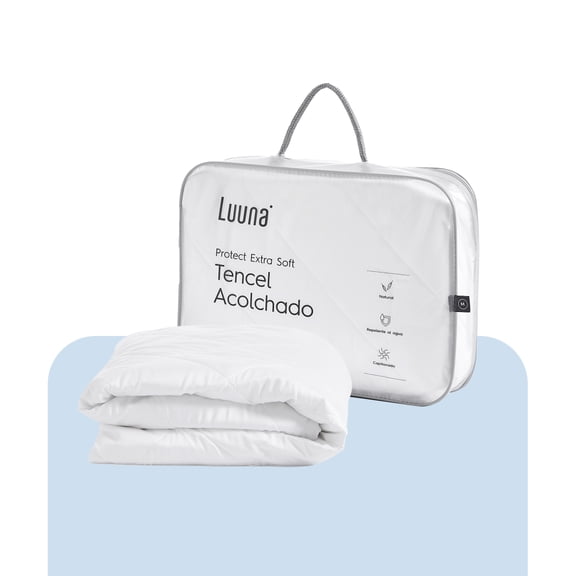 Protector de Colchón Luuna, Acolchado, Cubrecolchón Impermeable, Protector Colchón Queen Size, Color Blanco blanco Queen Size