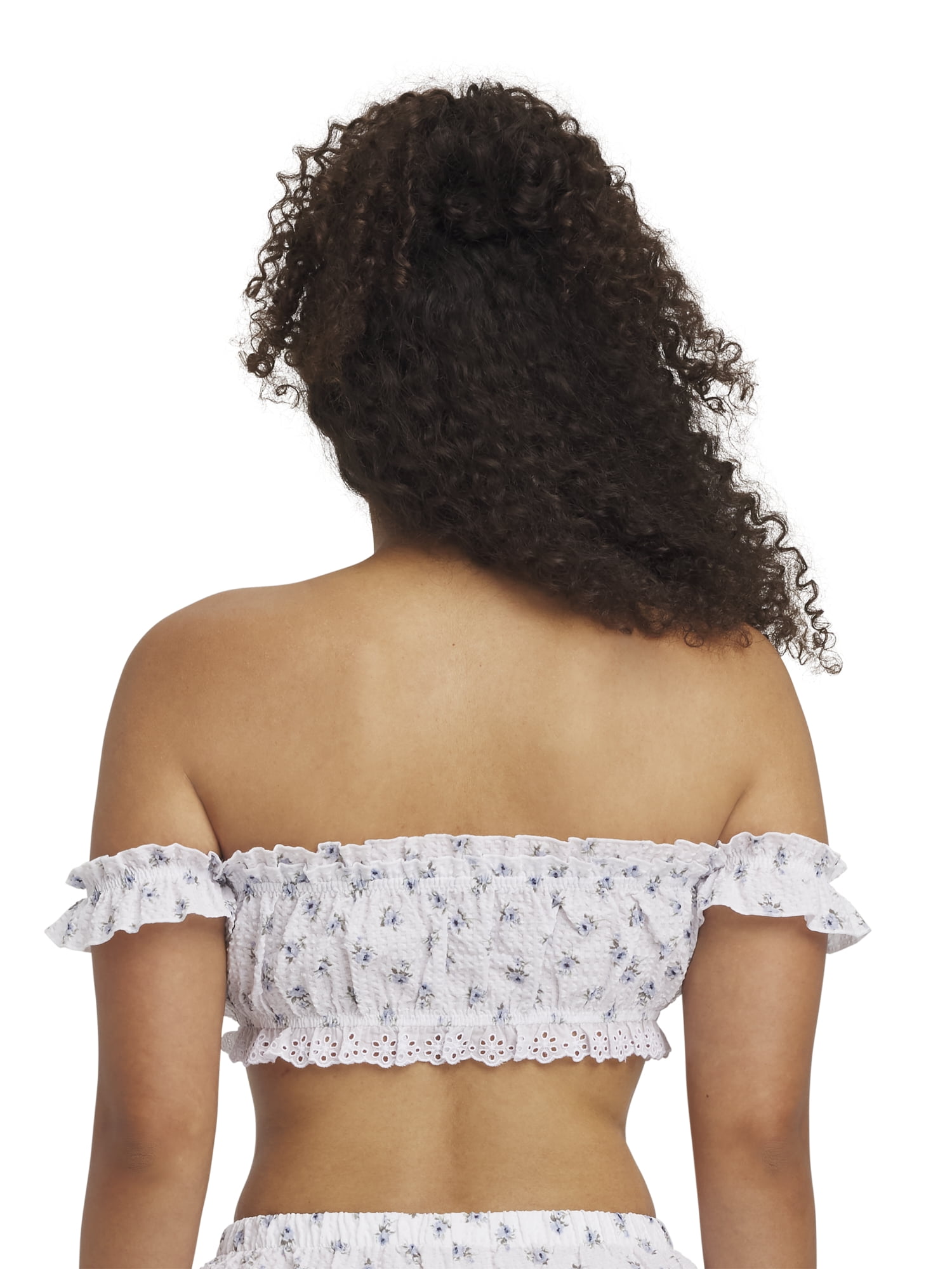 Mills by Millie Bobby Brown Women's Seersucker Off Shoulder Crop Top, Sizes XS-XXXL