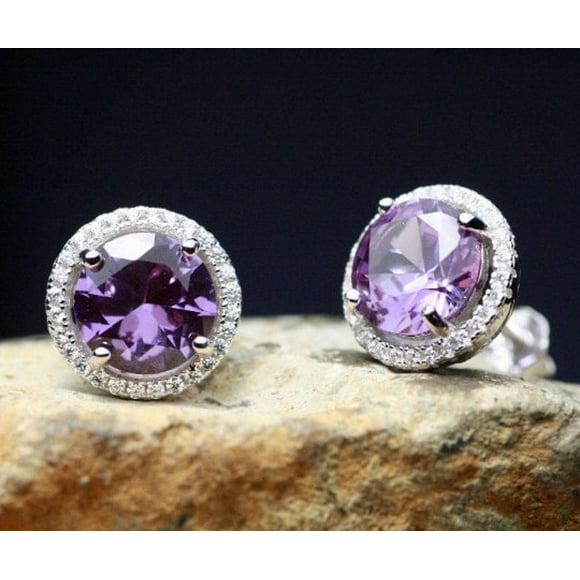 Elegant Color Change Alexandrite Stud Earrings Sterling Silver 925 , June Birthstone