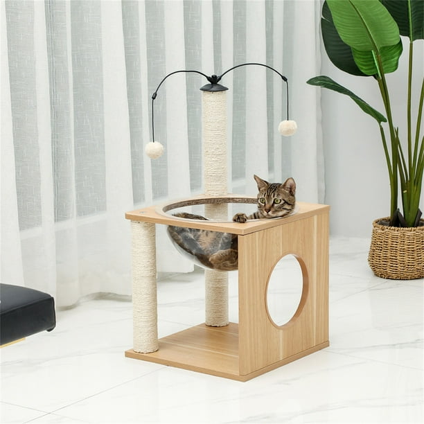 Pefilos Cat Tree House for Indoor Cats Wooden Cat Nest Furniture Cat